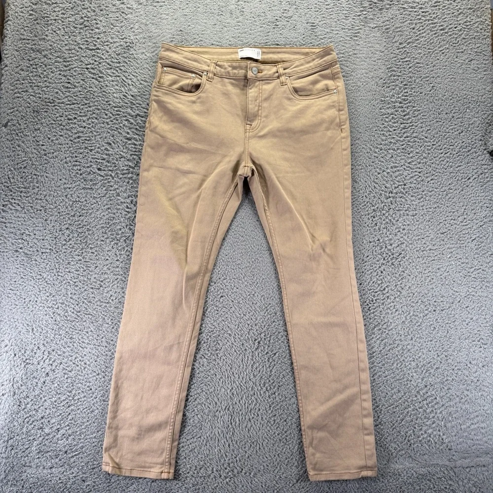 Asos Jeans Men 34x30 Beige Cotton Denim Straight Leg Streetwear Workwear Stretch